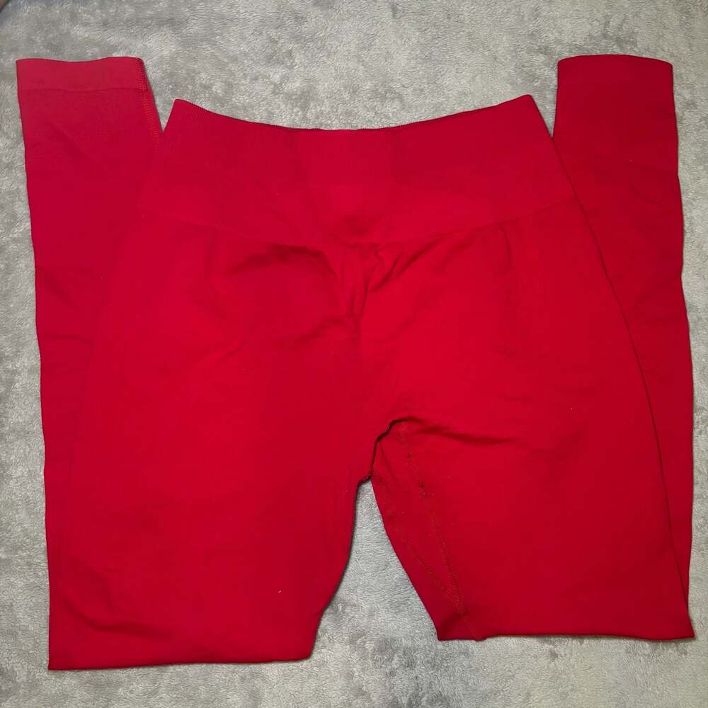 Aurola Seamless High-Waisted Gym Leggings in Red